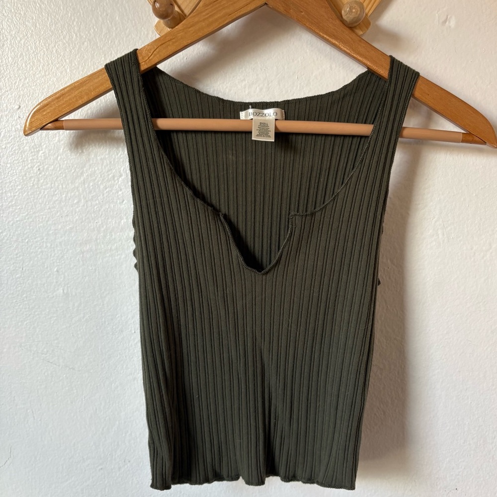 Bozzolo Olive Green Ribbed Tank